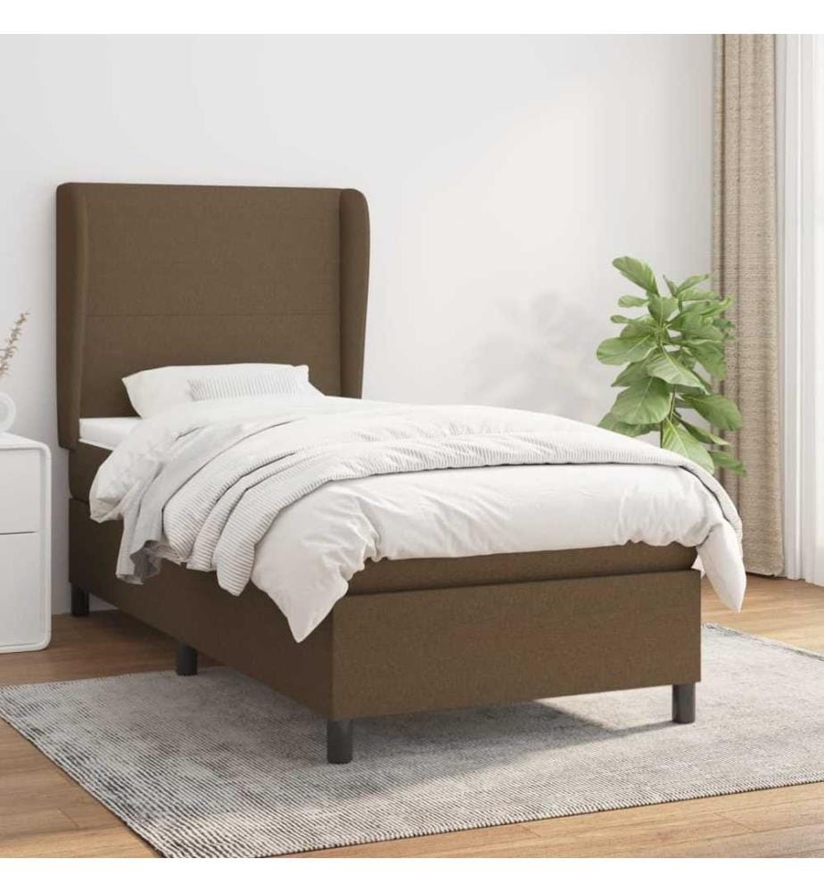 Lit à sommier tapissier avec matelas Marron foncé 90x200 cm