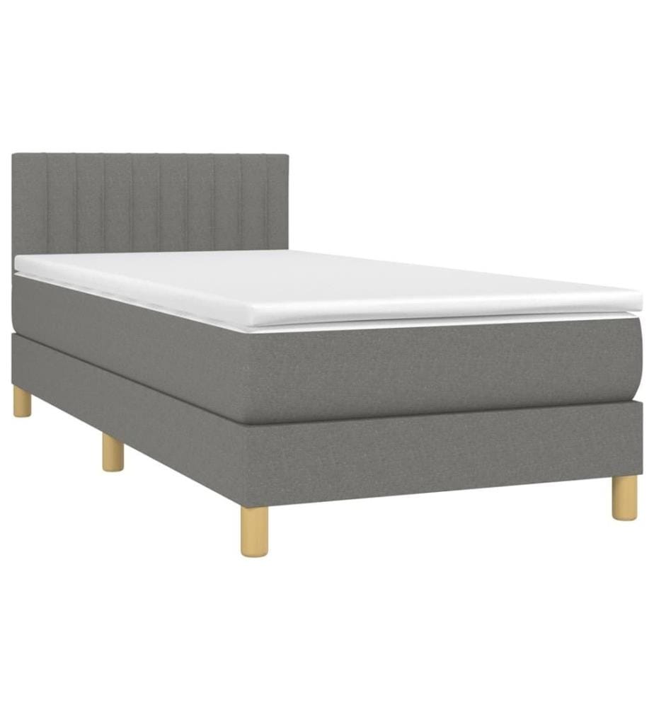 Boxspringbett mit Matratze Dunkelgrau 80x200 cm Stoff