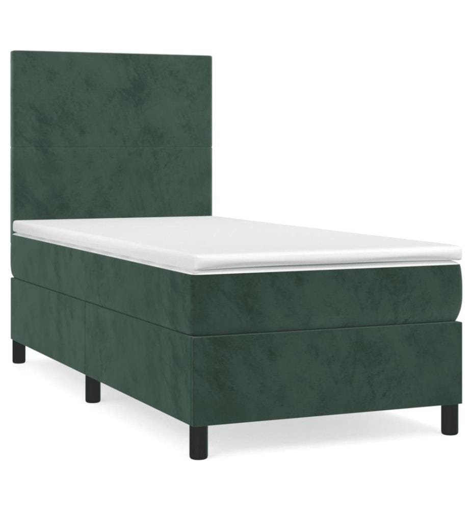 Boxspringbett mit Matratze Dunkelgrün 100x200 cm Samt