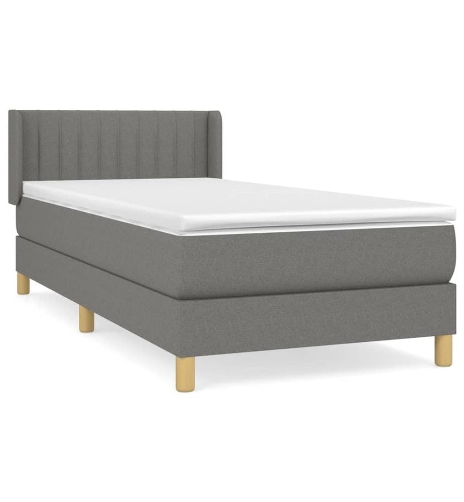 Boxspringbett mit Matratze Dunkelgrau 80x200 cm Stoff