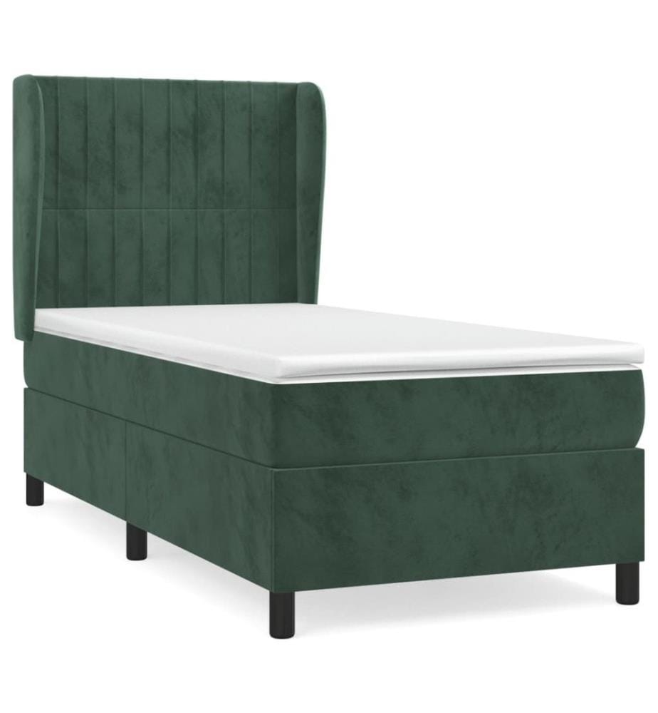 Boxspringbett mit Matratze Dunkelgrün 100x200 cm Samt