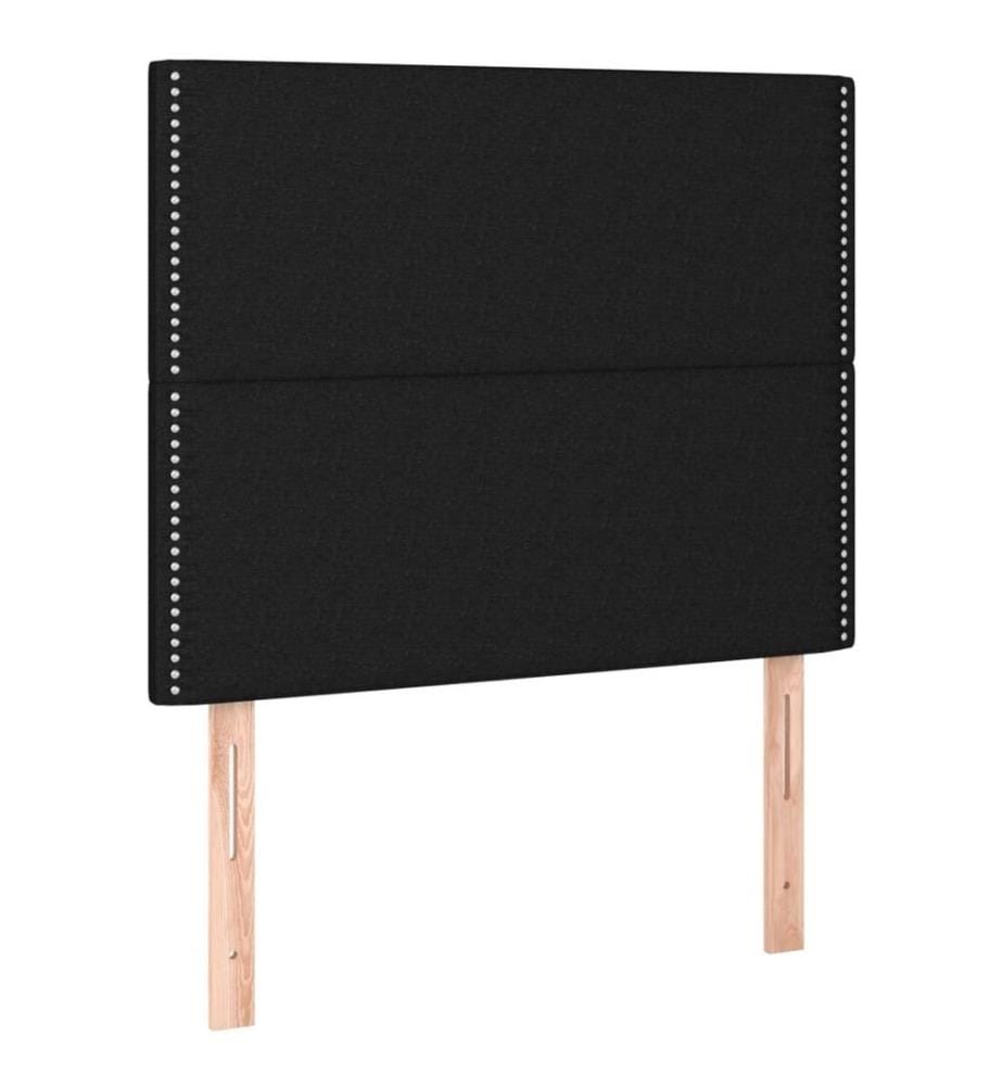 Lit à sommier tapissier et matelas Noir 80x200 cm Tissu