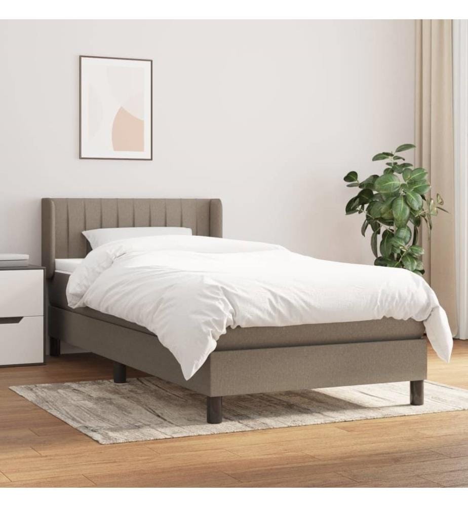 Lit à sommier tapissier avec matelas Taupe 90x190 cm Tissu