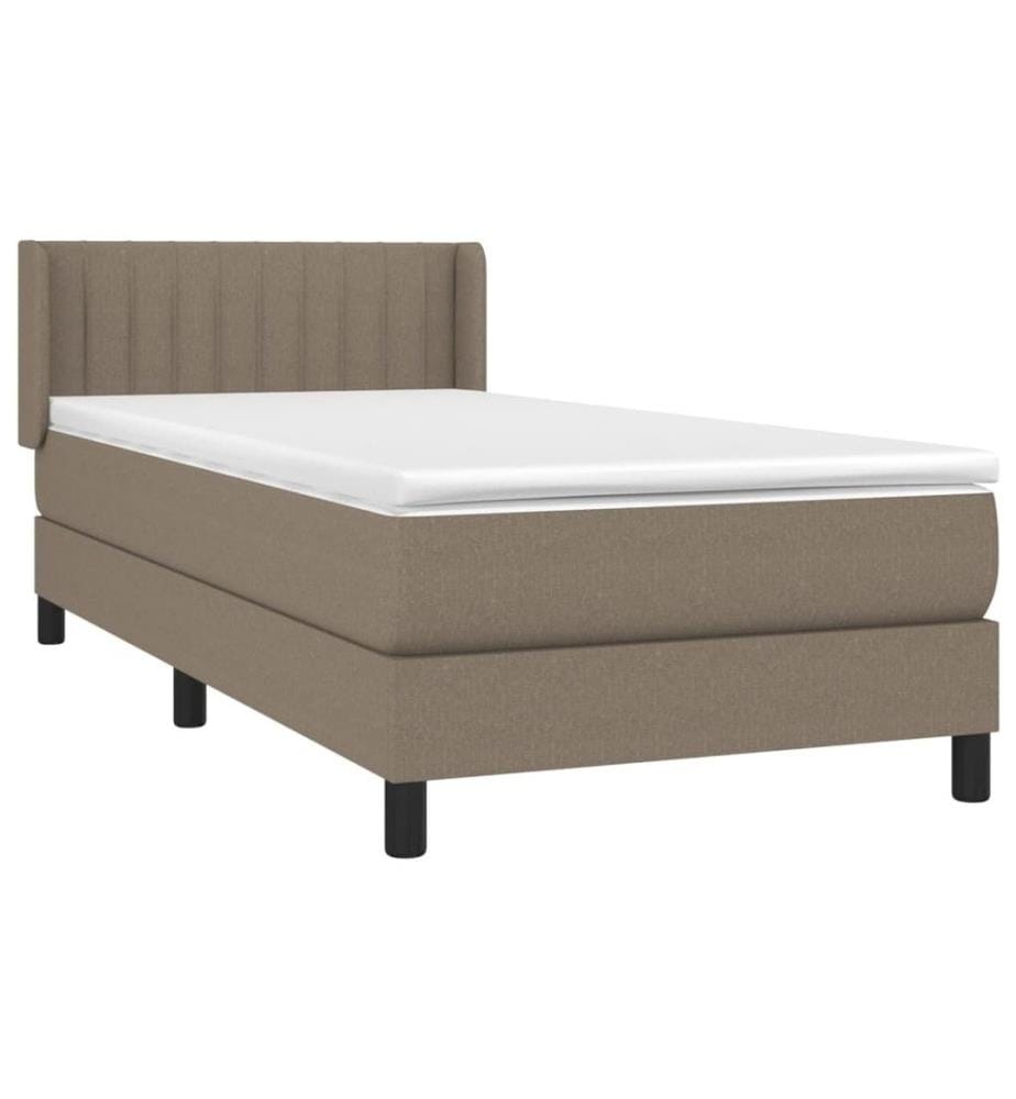 Lit à sommier tapissier avec matelas Taupe 90x190 cm Tissu