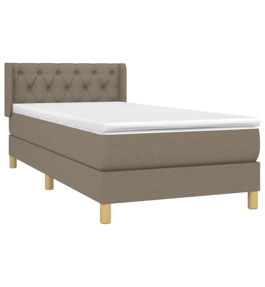 Lit à sommier tapissier avec matelas Taupe 80x200 cm Tissu