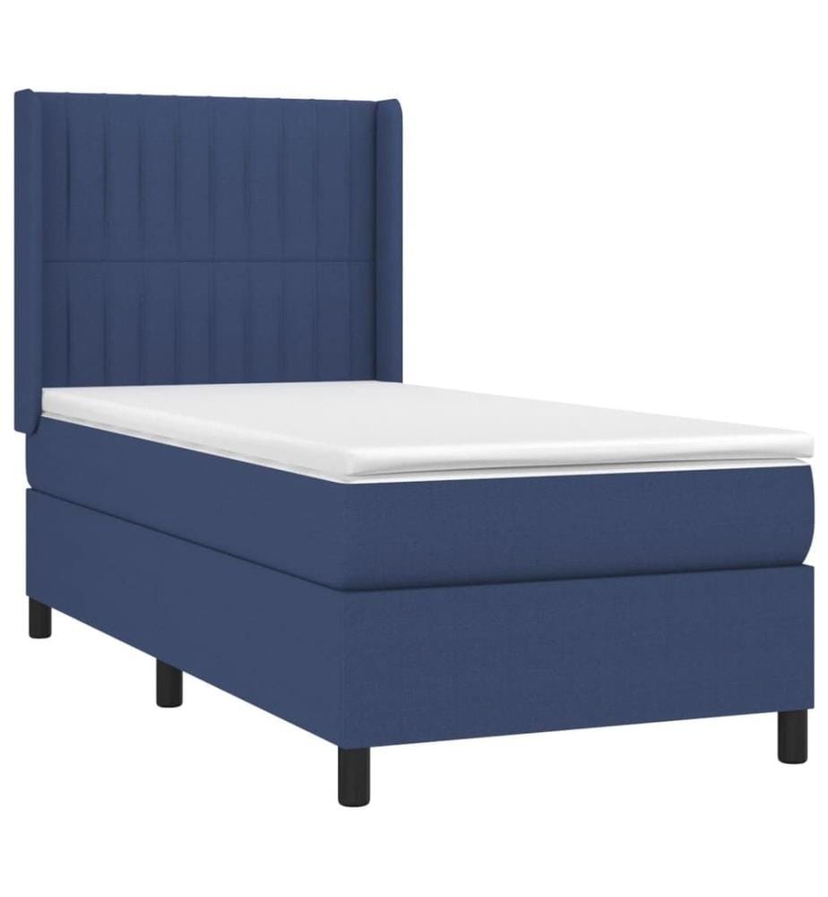 Boxspringbett mit Matratze Blau 100x200 cm Stoff
