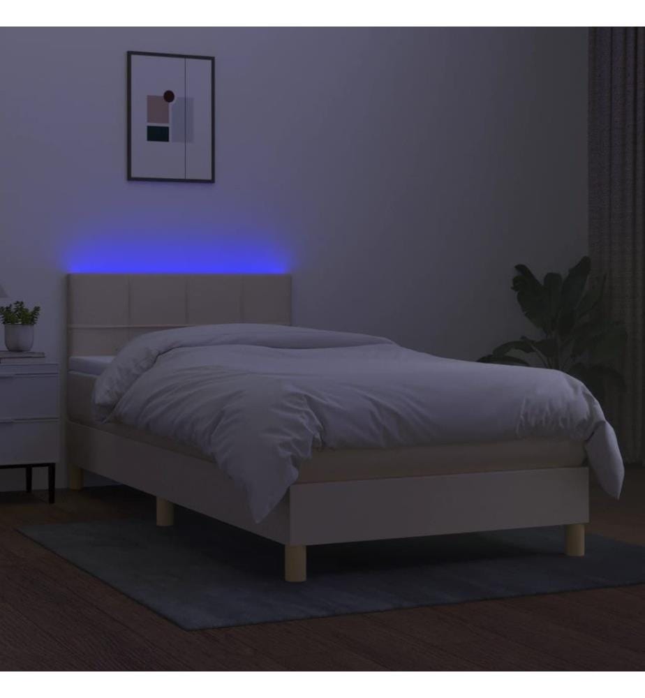 Sommier à lattes de lit avec matelas LED Crème 80x200 cm Tissu