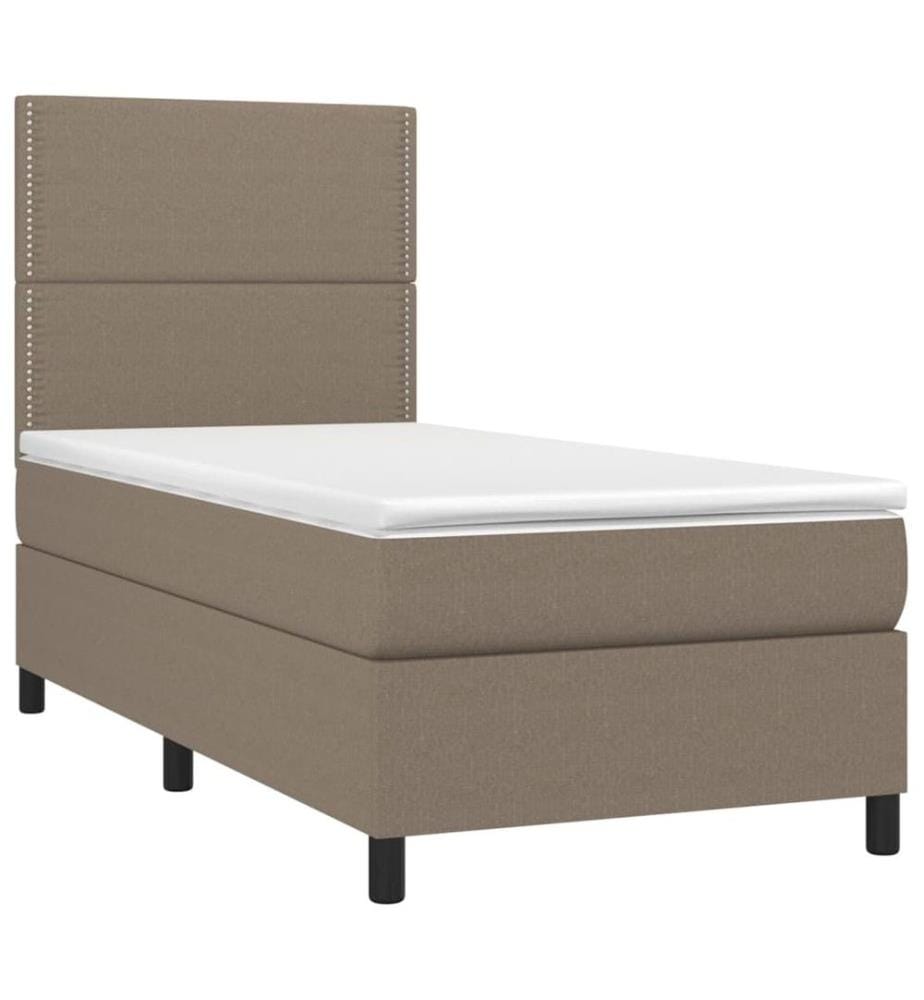 Sommier à lattes de lit et matelas et LED Taupe 90x190 cm Tissu