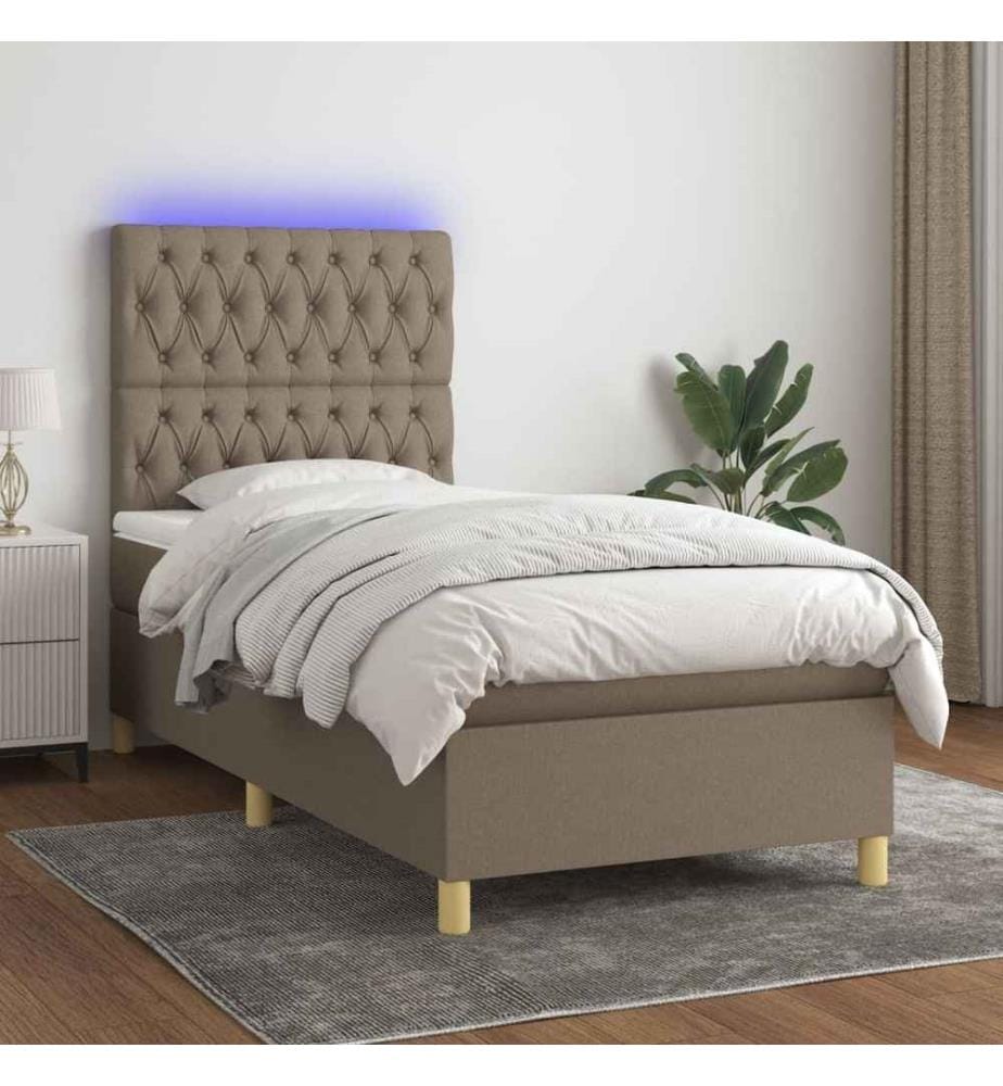 Boxspringbett mit Matratze & LED Taupe 100x200 cm Stoff