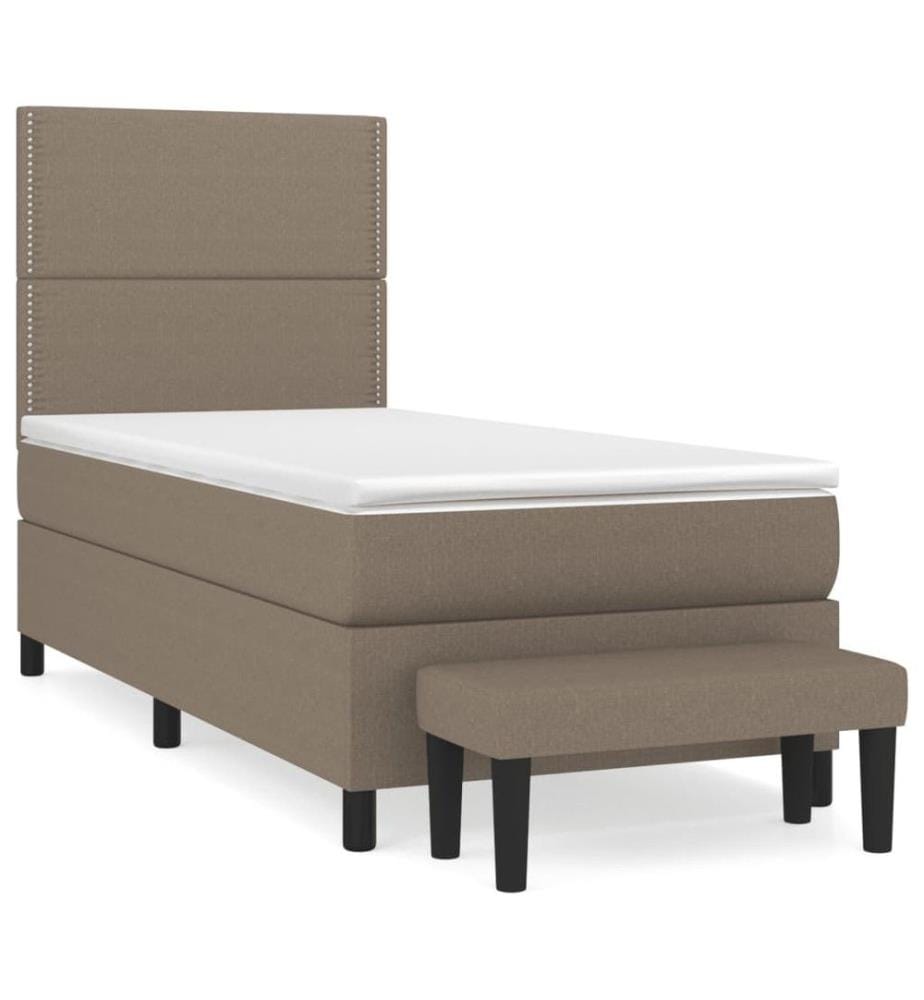 Lit à sommier tapissier avec matelas Taupe 90x190 cm Tissu