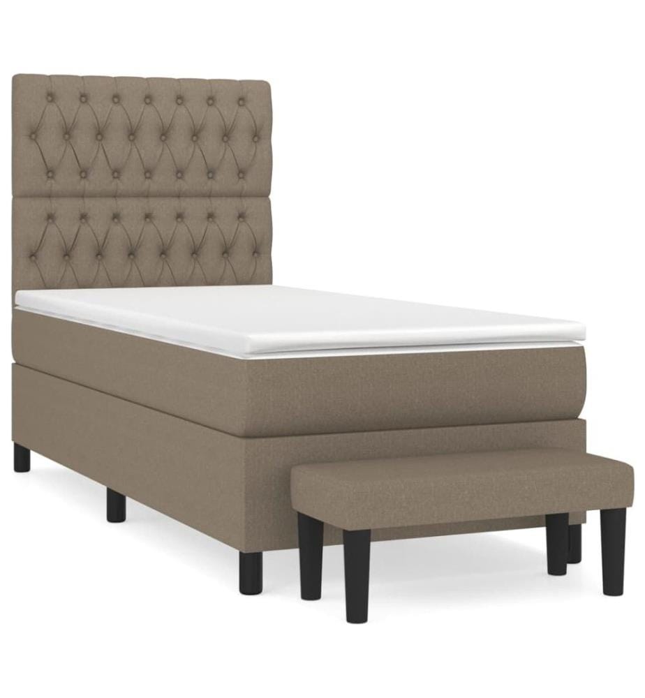 Boxspringbett mit Matratze Taupe 100x200 cm Stoff