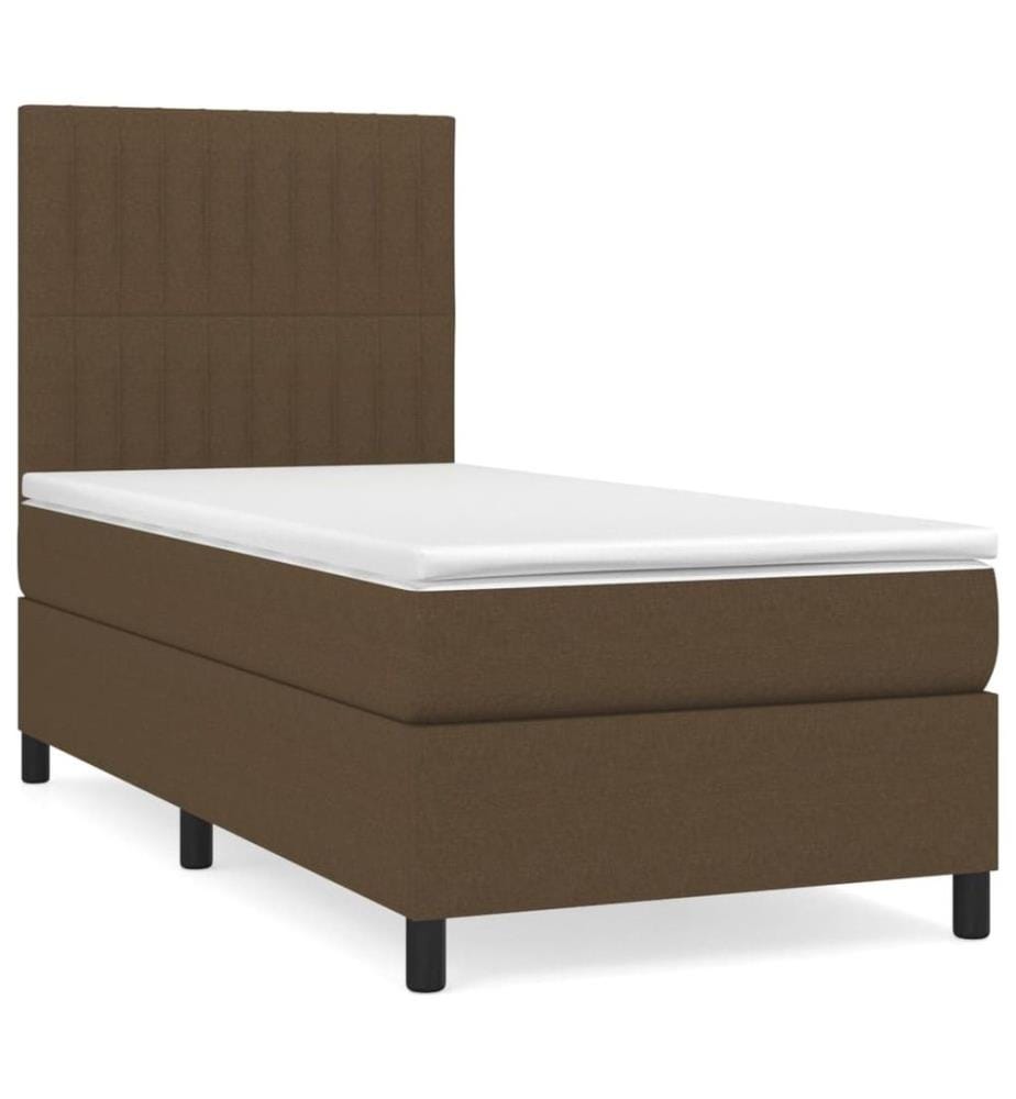 Lit à sommier tapissier avec matelas Marron foncé 90x190 cm