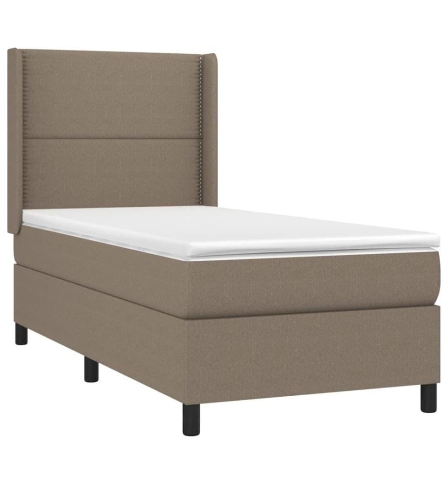Lit à sommier tapissier avec matelas Taupe 90x190 cm Tissu