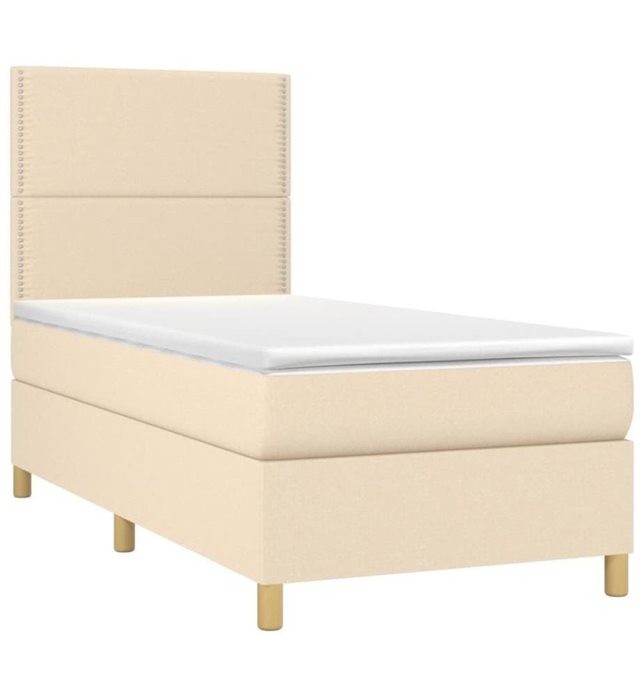 Lit à sommier tapissier avec matelas Crème 90x200 cm Tissu