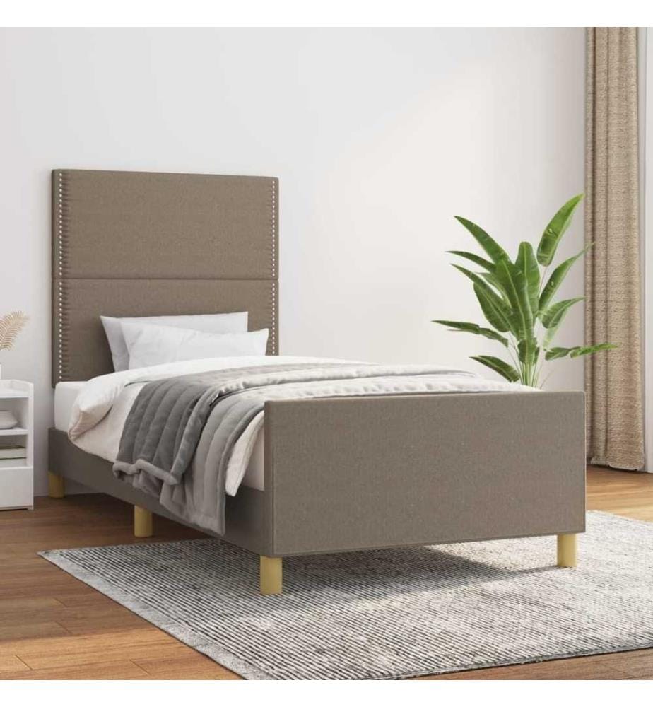 Bettgestell mit Kopfteil Taupe 80x200 cm Stoff