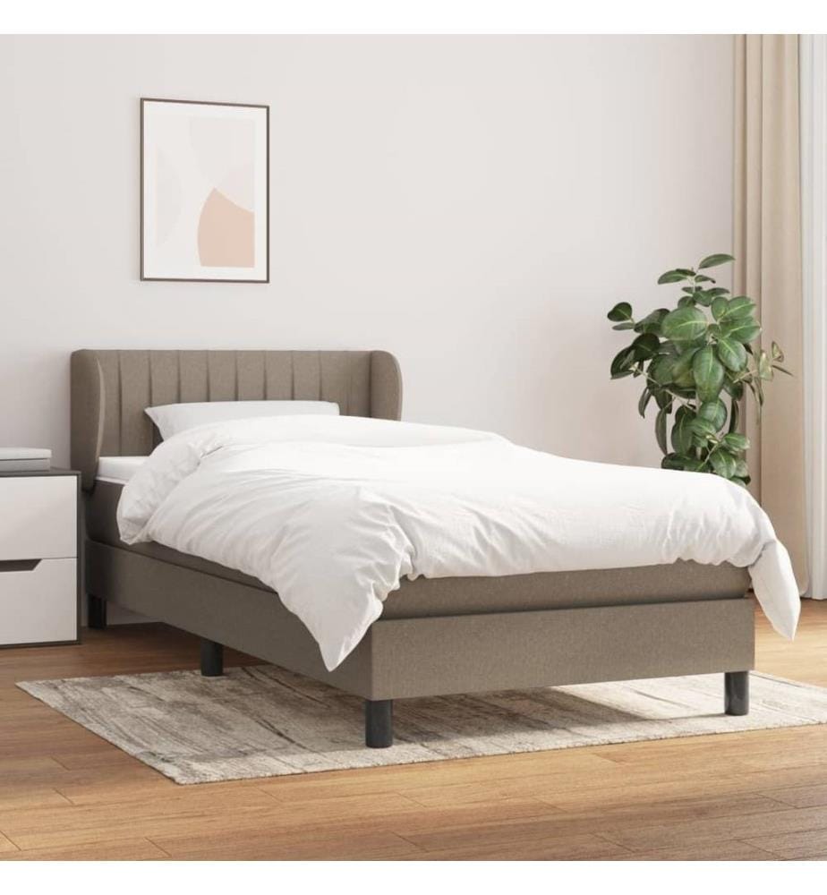 Lit à sommier tapissier avec matelas Taupe 90x190 cm Tissu