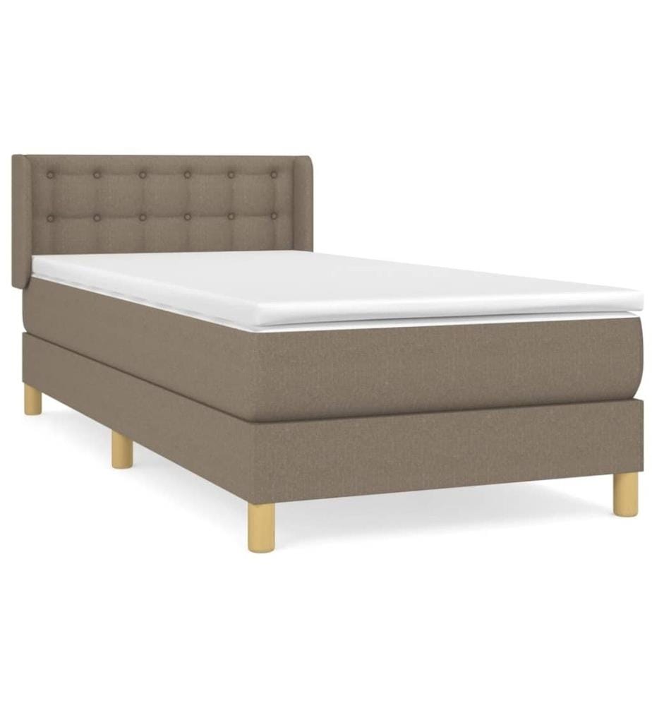 Lit à sommier tapissier avec matelas Taupe 80x200 cm Tissu