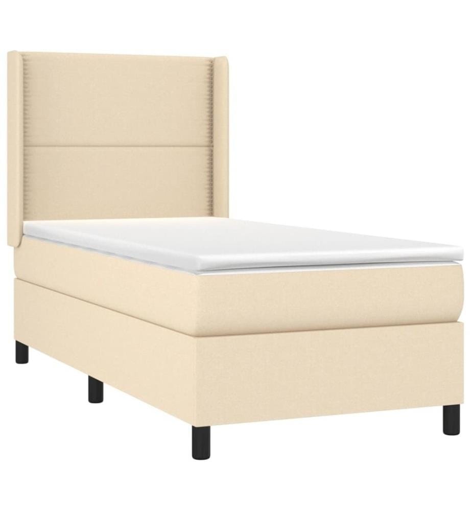 Lit à sommier tapissier et matelas Crème 90x190 cm Tissu