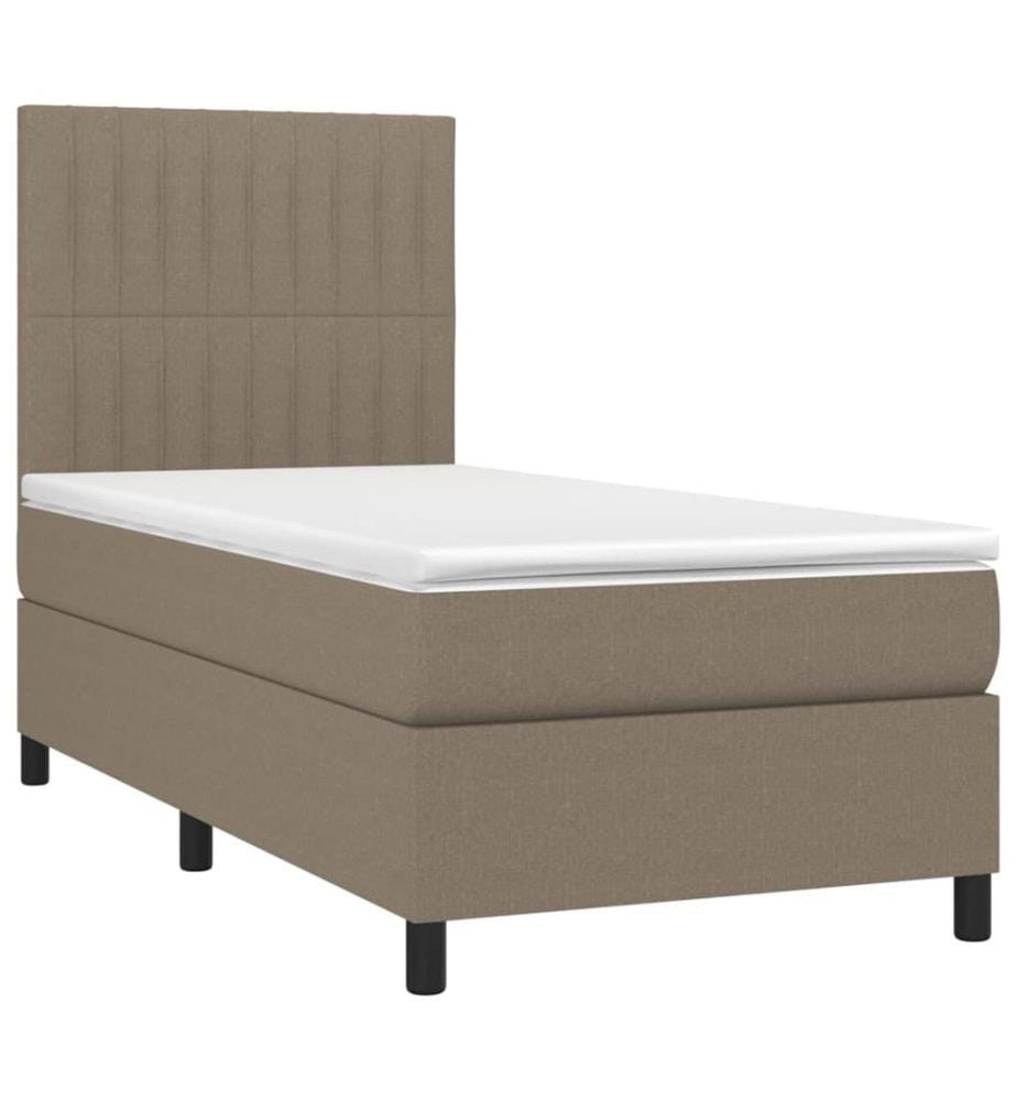 Sommier à lattes de lit et matelas et LED Taupe 80x200cm Tissu