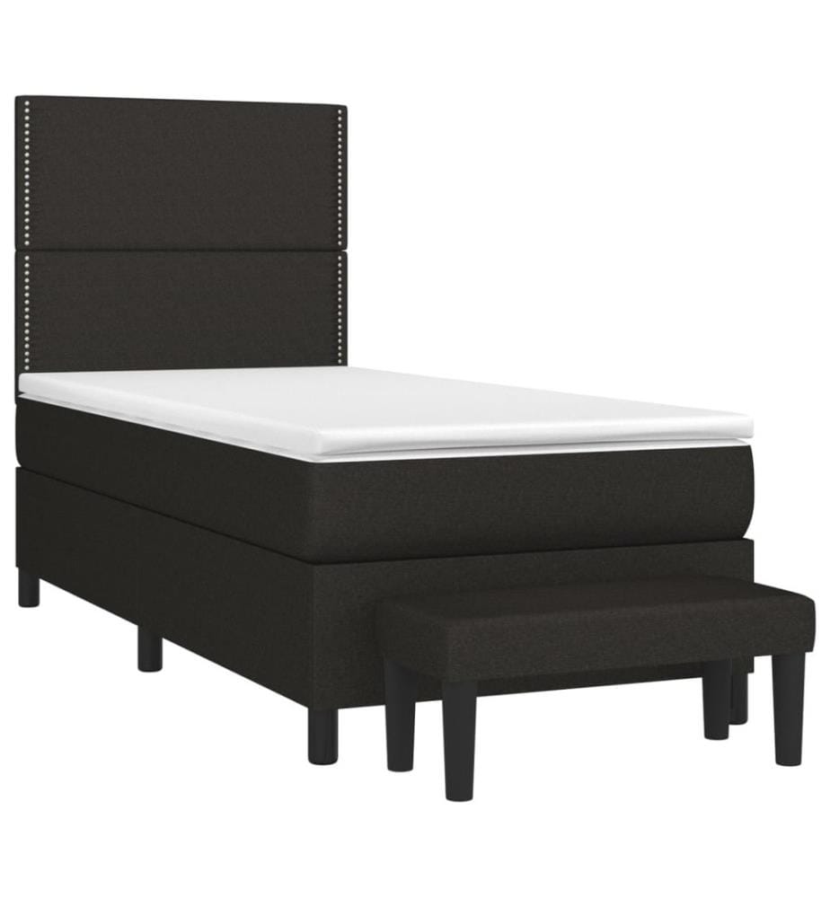 Lit à sommier tapissier avec matelas Noir 90x200 cm Tissu