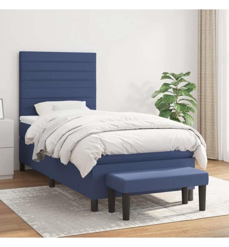 Boxspringbett mit Matratze Blau 100x200 cm Stoff