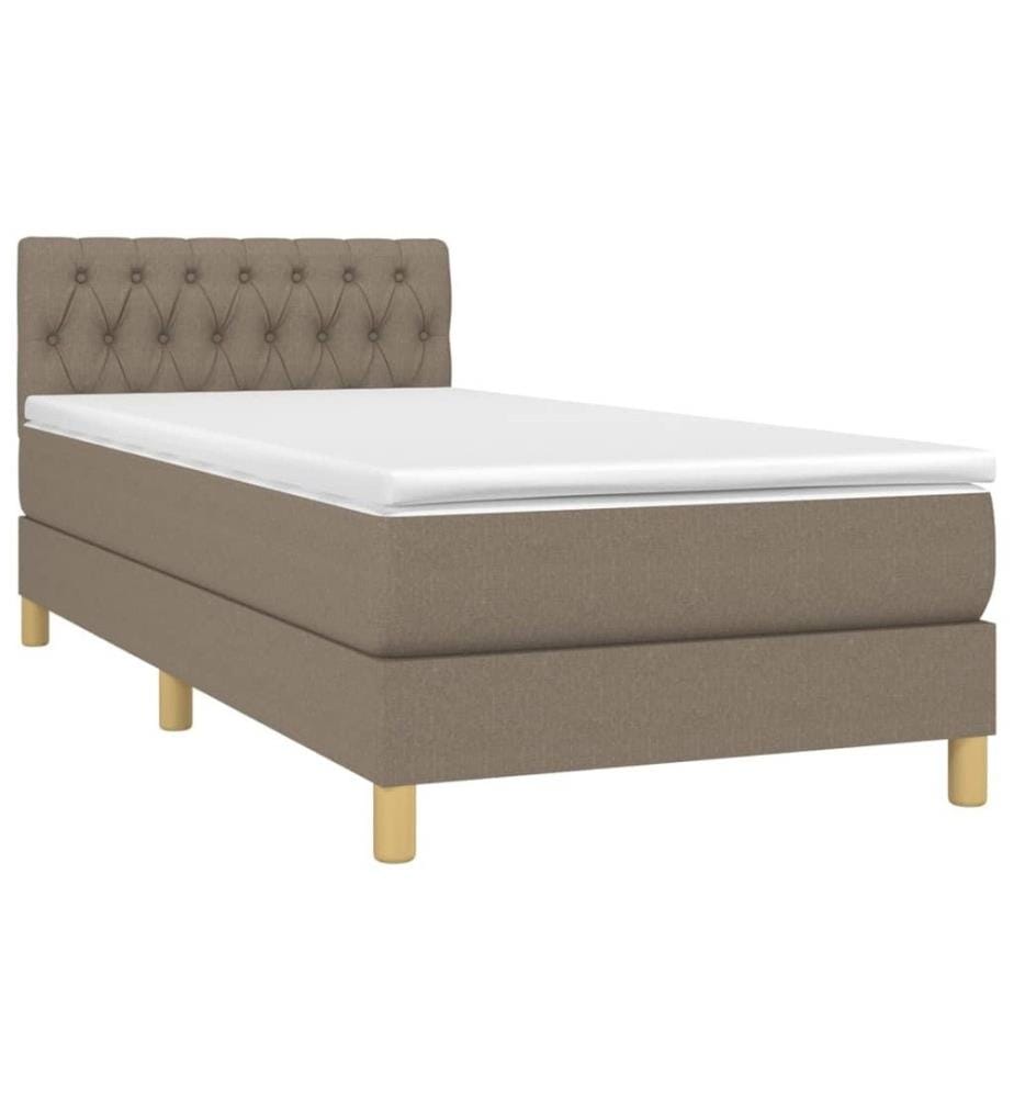 Lit à sommier tapissier avec matelas Taupe 80x200 cm Tissu