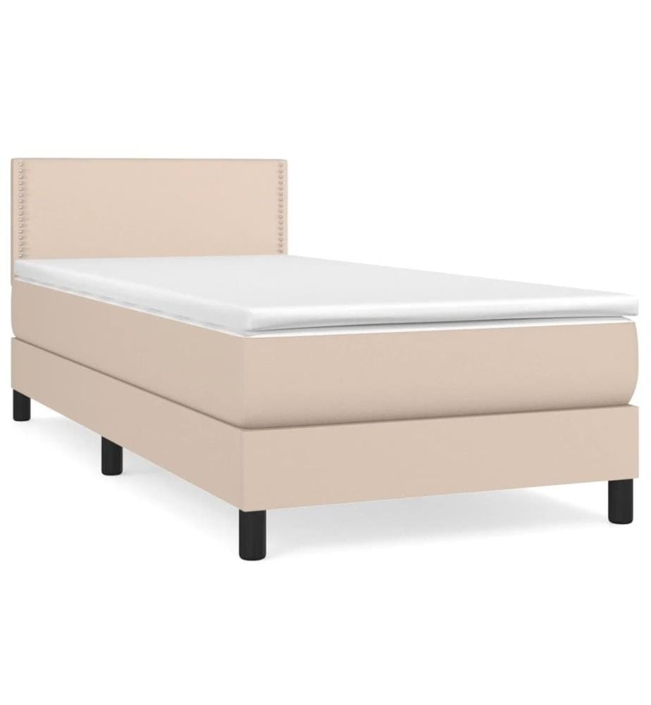 Boxspringbett mit Matratze Cappuccino-Braun 80x200cm Kunstleder