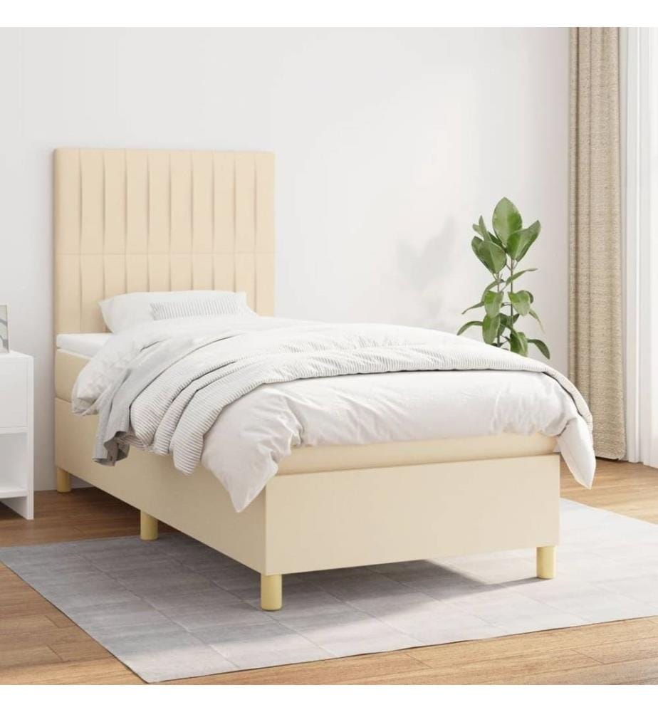 Boxspringbett mit Matratze Creme 80x200 cm Stoff