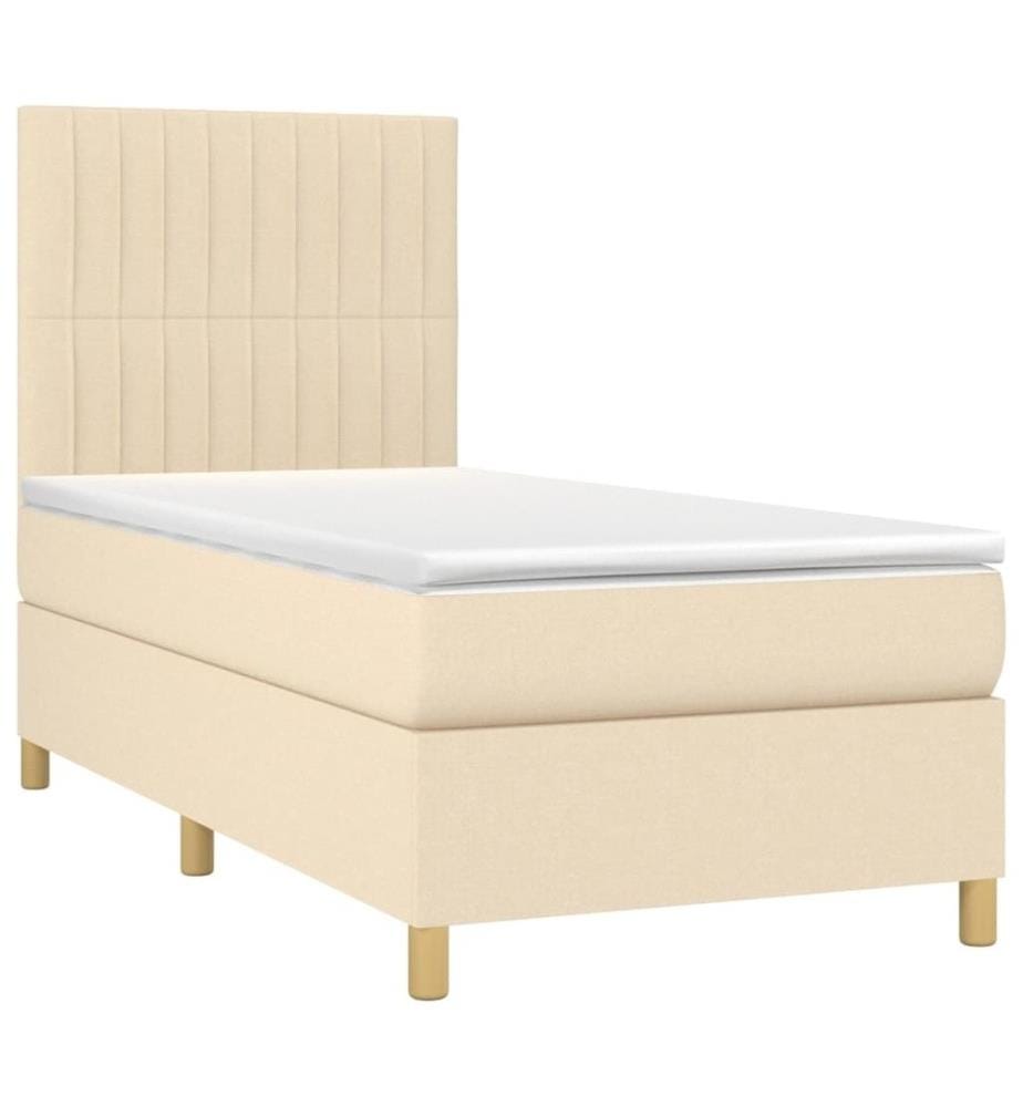 Boxspringbett mit Matratze Creme 80x200 cm Stoff