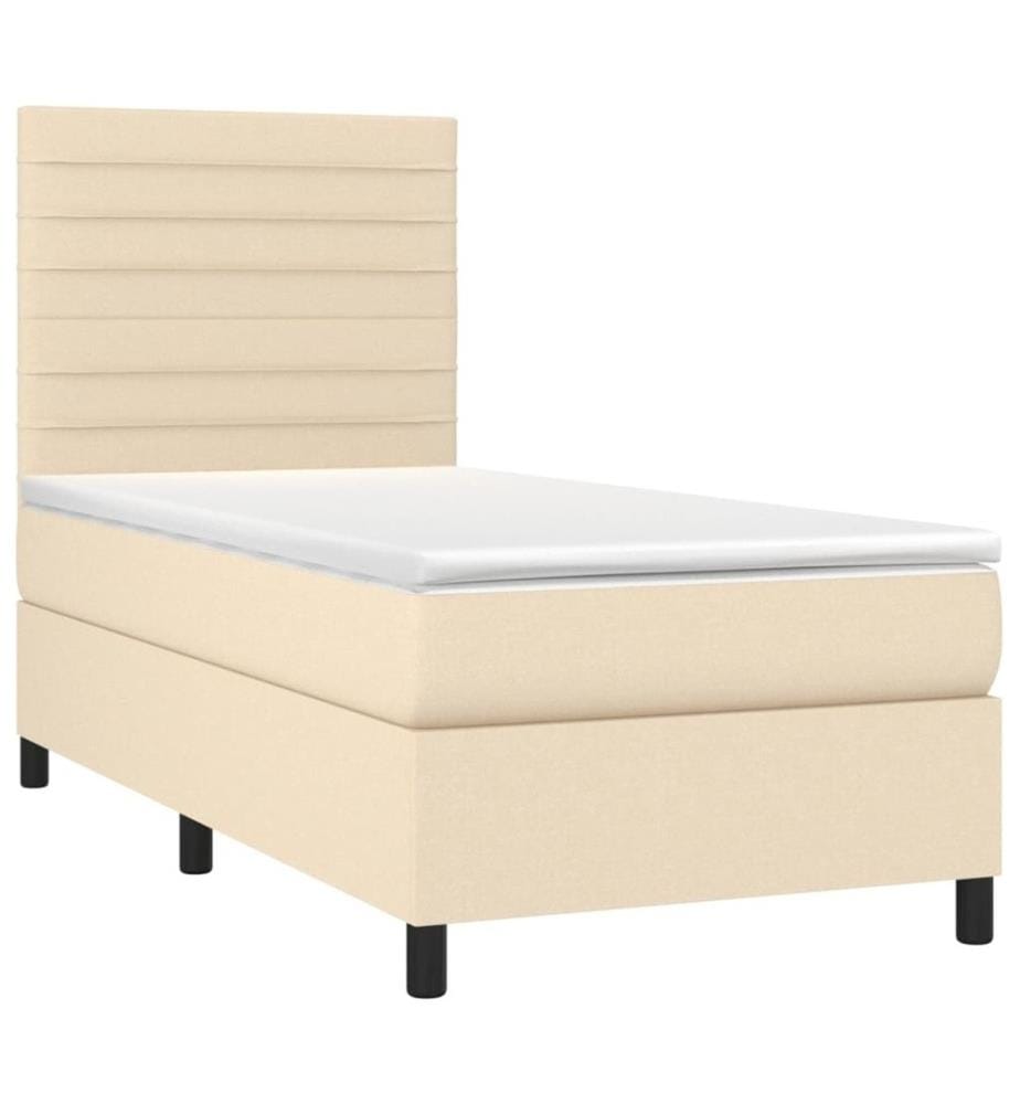 Lit à sommier tapissier et matelas Crème 90x190 cm Tissu