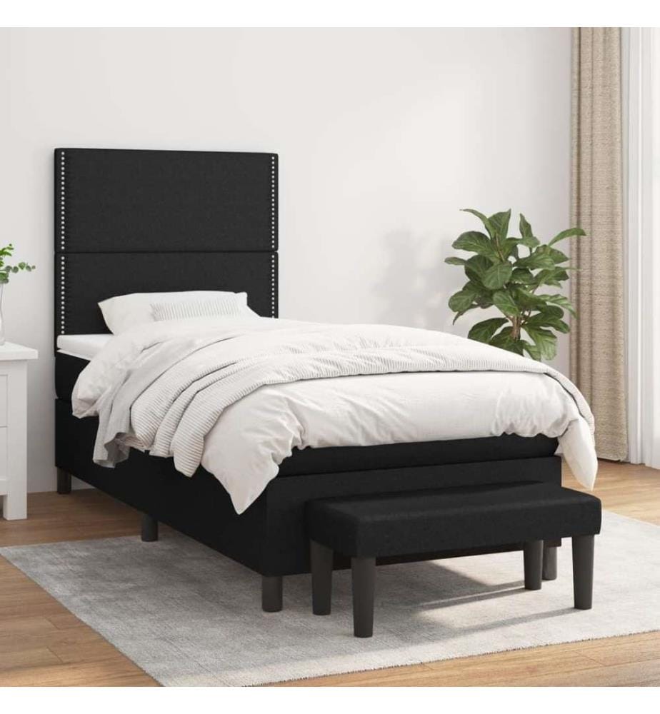 Lit à sommier tapissier avec matelas Noir 90x190 cm Tissu