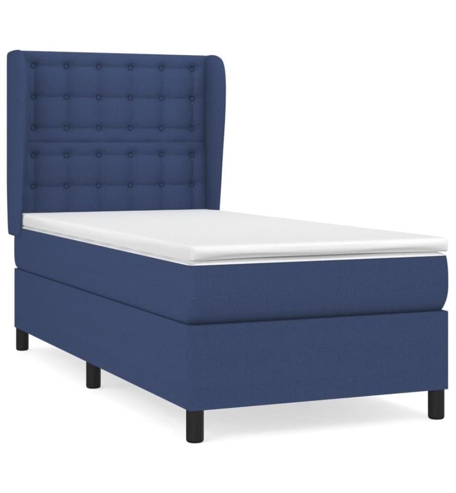 Boxspringbett mit Matratze Blau 100x200 cm Stoff