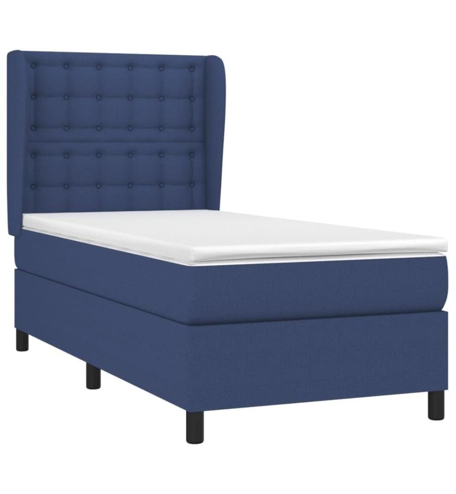 Boxspringbett mit Matratze Blau 100x200 cm Stoff