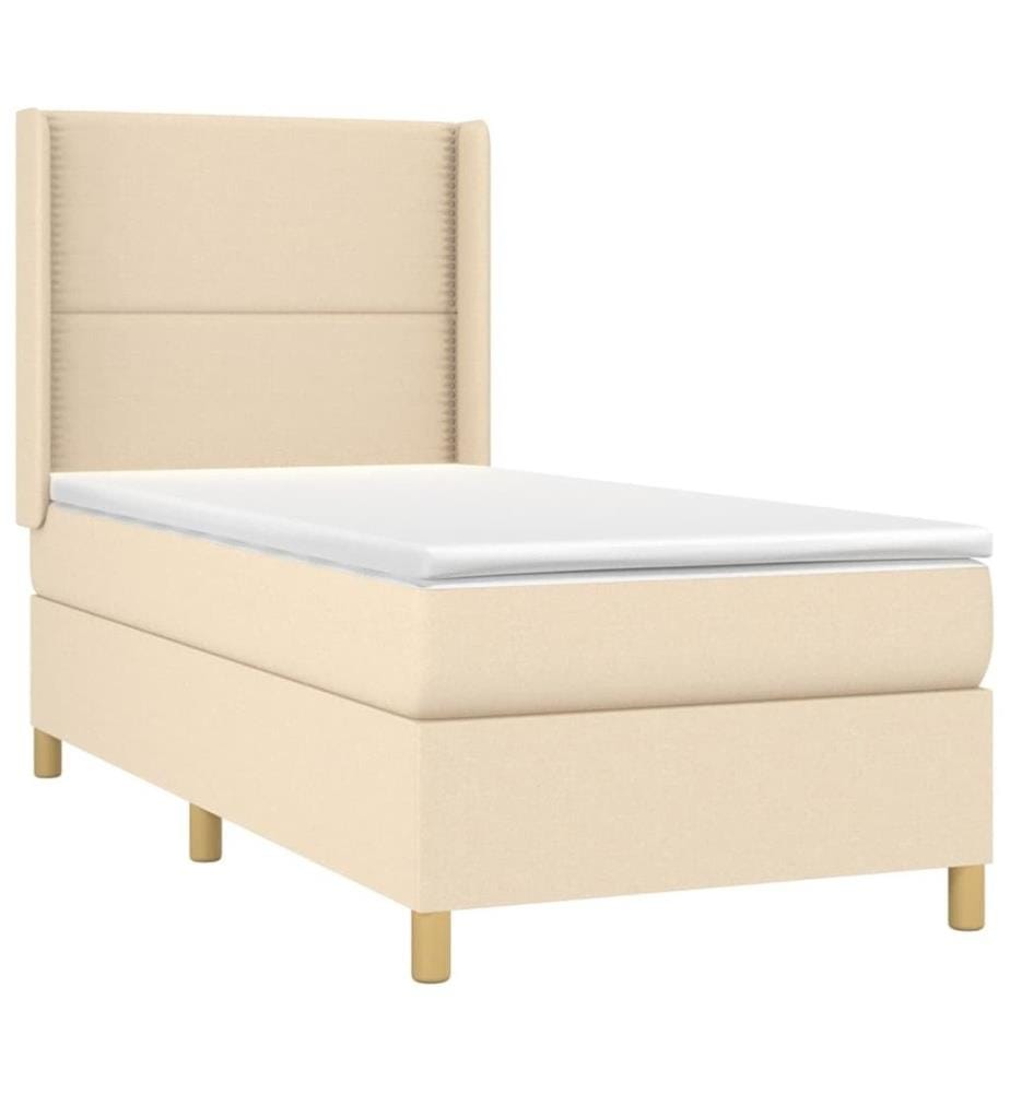 Lit à sommier tapissier avec matelas Crème 90x200 cm Tissu