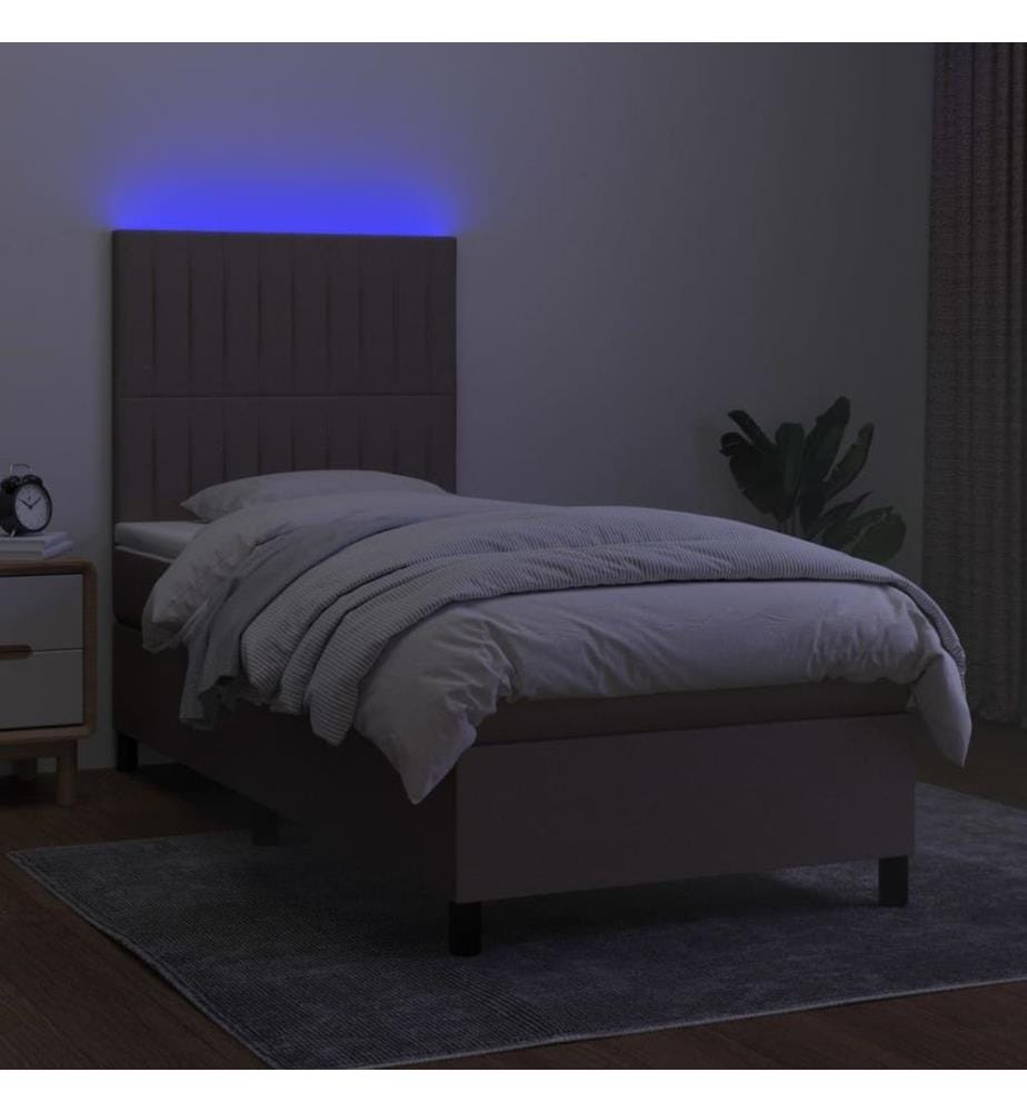 Boxspringbett mit Matratze & LED Taupe 100x200 cm Stoff