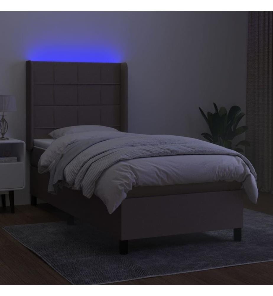 Sommier à lattes de lit matelas LED Taupe 80x200cm Tissu