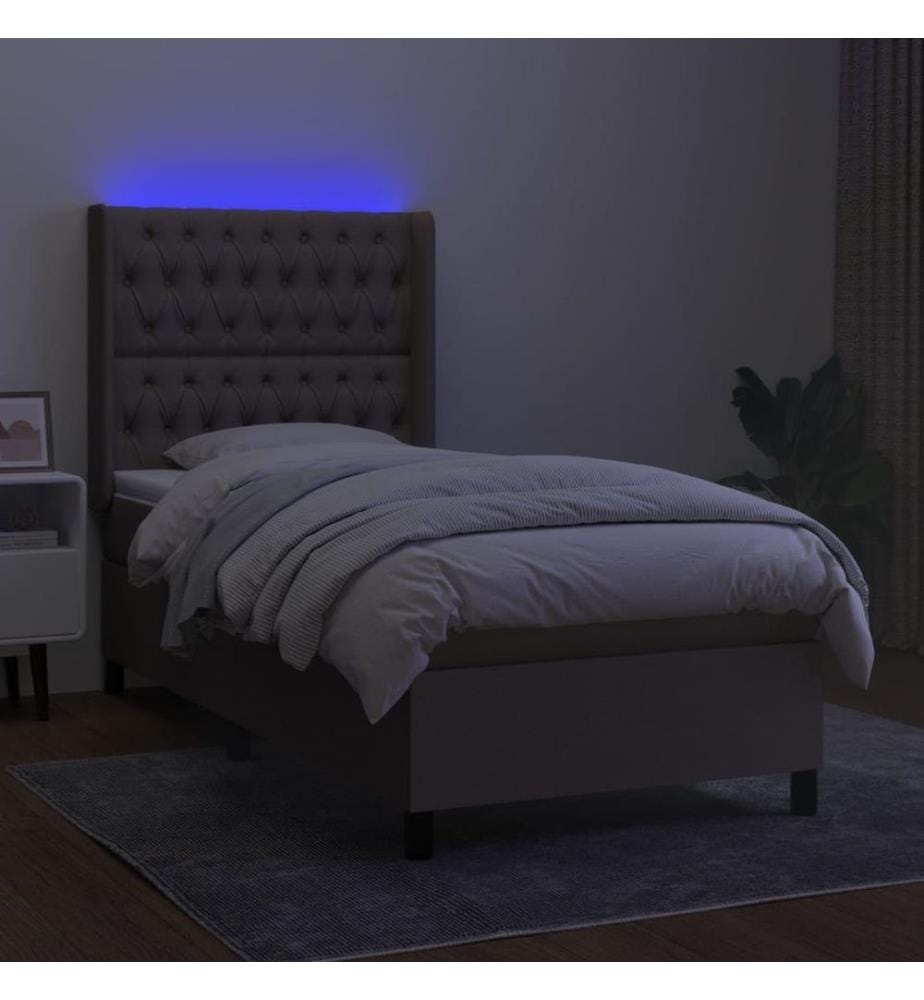 Boxspringbett mit Matratze & LED Taupe 100x200 cm Stoff