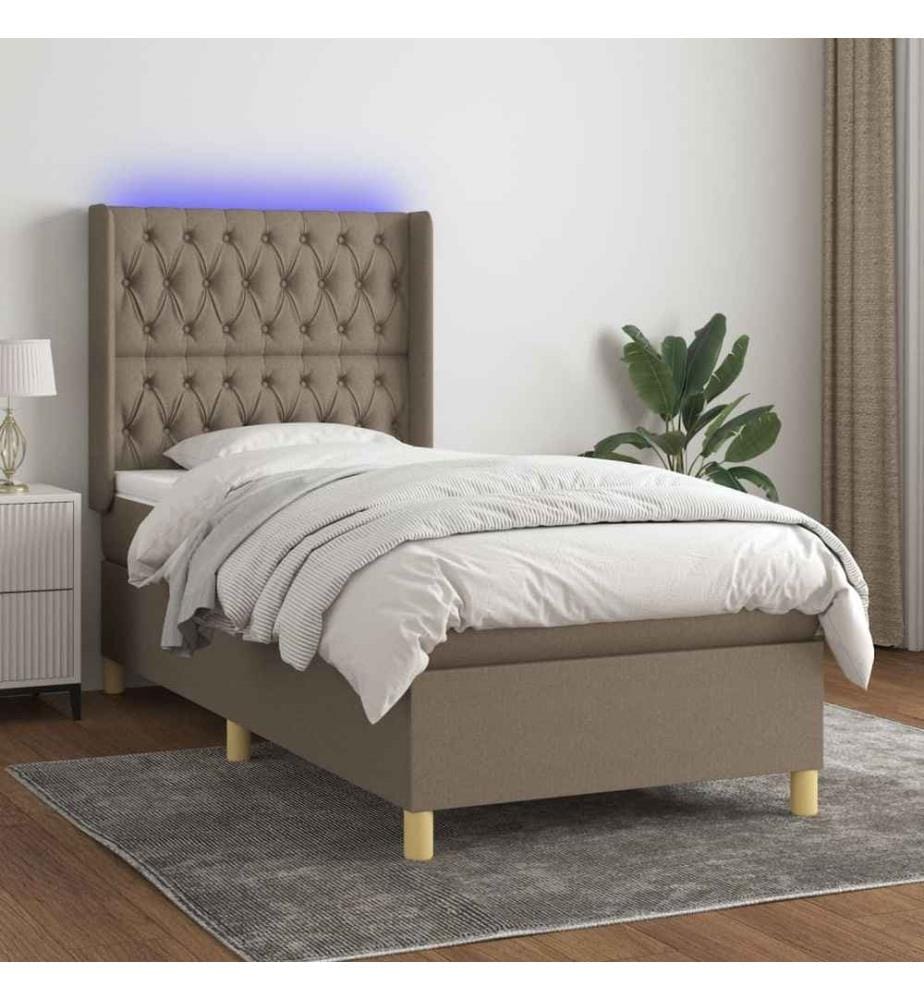 Boxspringbett mit Matratze & LED Taupe 100x200 cm Stoff
