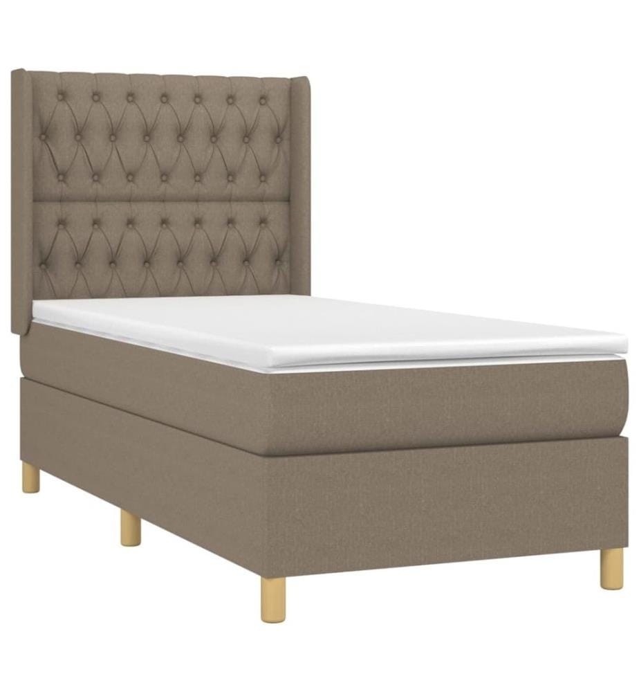 Boxspringbett mit Matratze & LED Taupe 100x200 cm Stoff