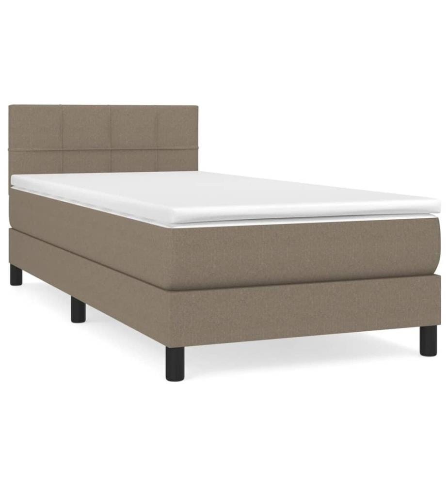 Lit à sommier tapissier avec matelas Taupe 90x190 cm Tissu