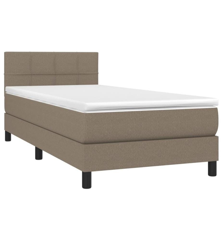 Lit à sommier tapissier avec matelas Taupe 90x190 cm Tissu