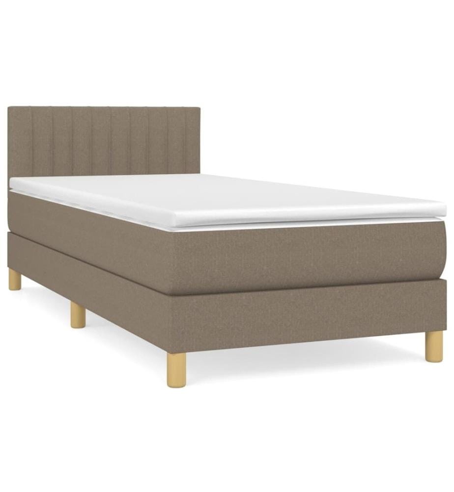 Lit à sommier tapissier avec matelas Taupe 80x200 cm Tissu