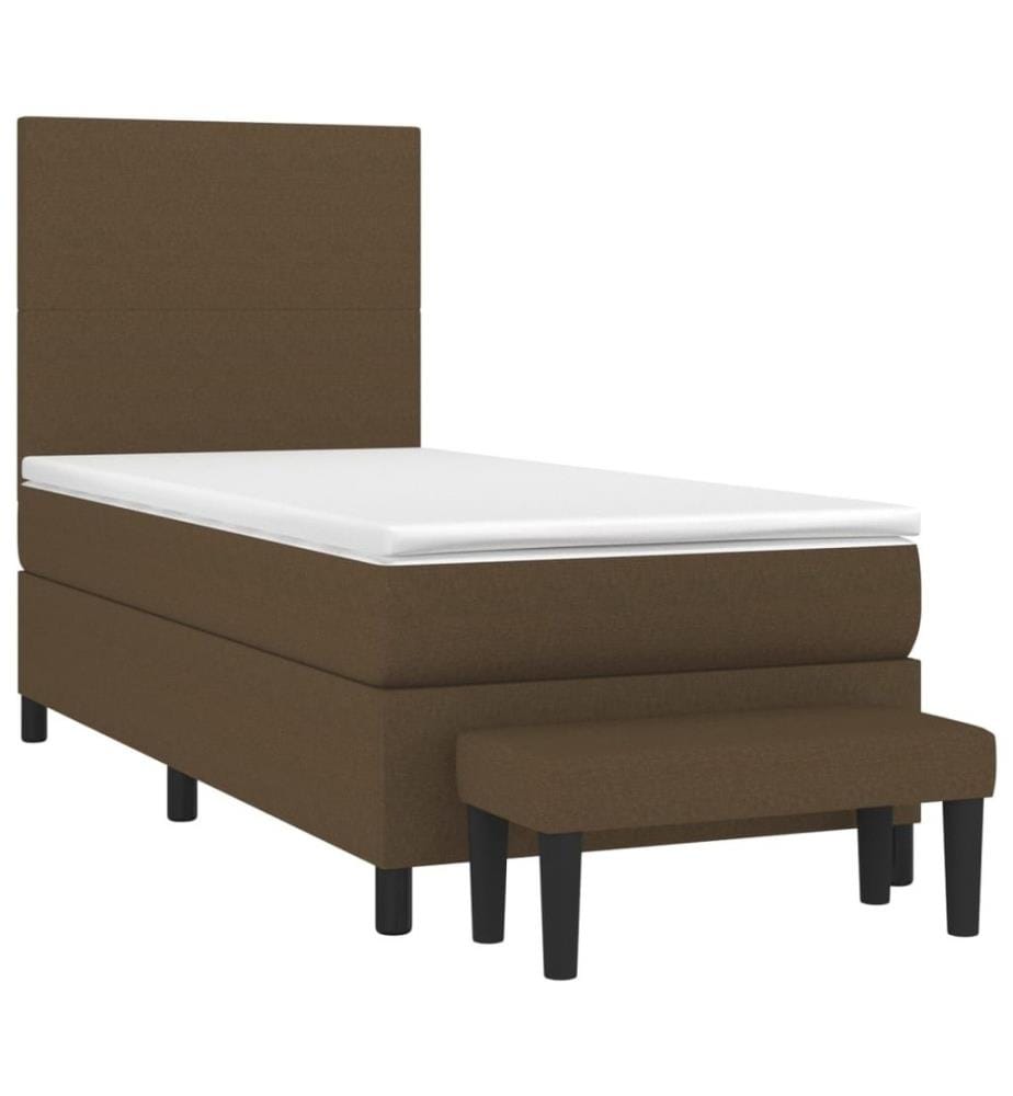 Boxspringbett mit Matratze Dunkelbraun 100x200 cm Stoff