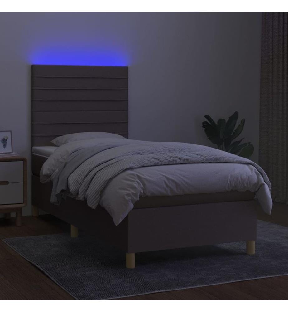 Boxspringbett mit Matratze & LED Taupe 100x200 cm Stoff