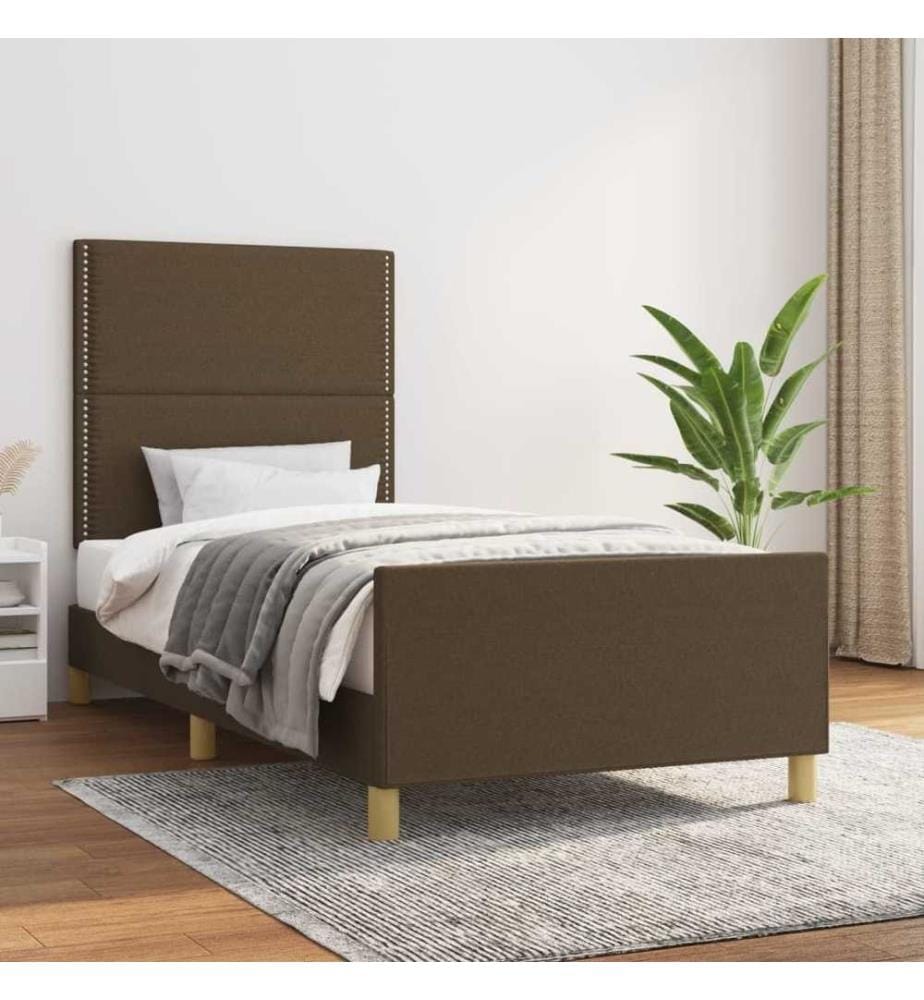 Bettgestell mit Kopfteil Dunkelbraun 80x200 cm Stoff