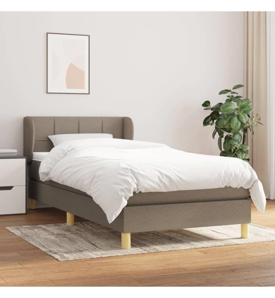 Lit à sommier tapissier avec matelas Taupe 80x200 cm Tissu