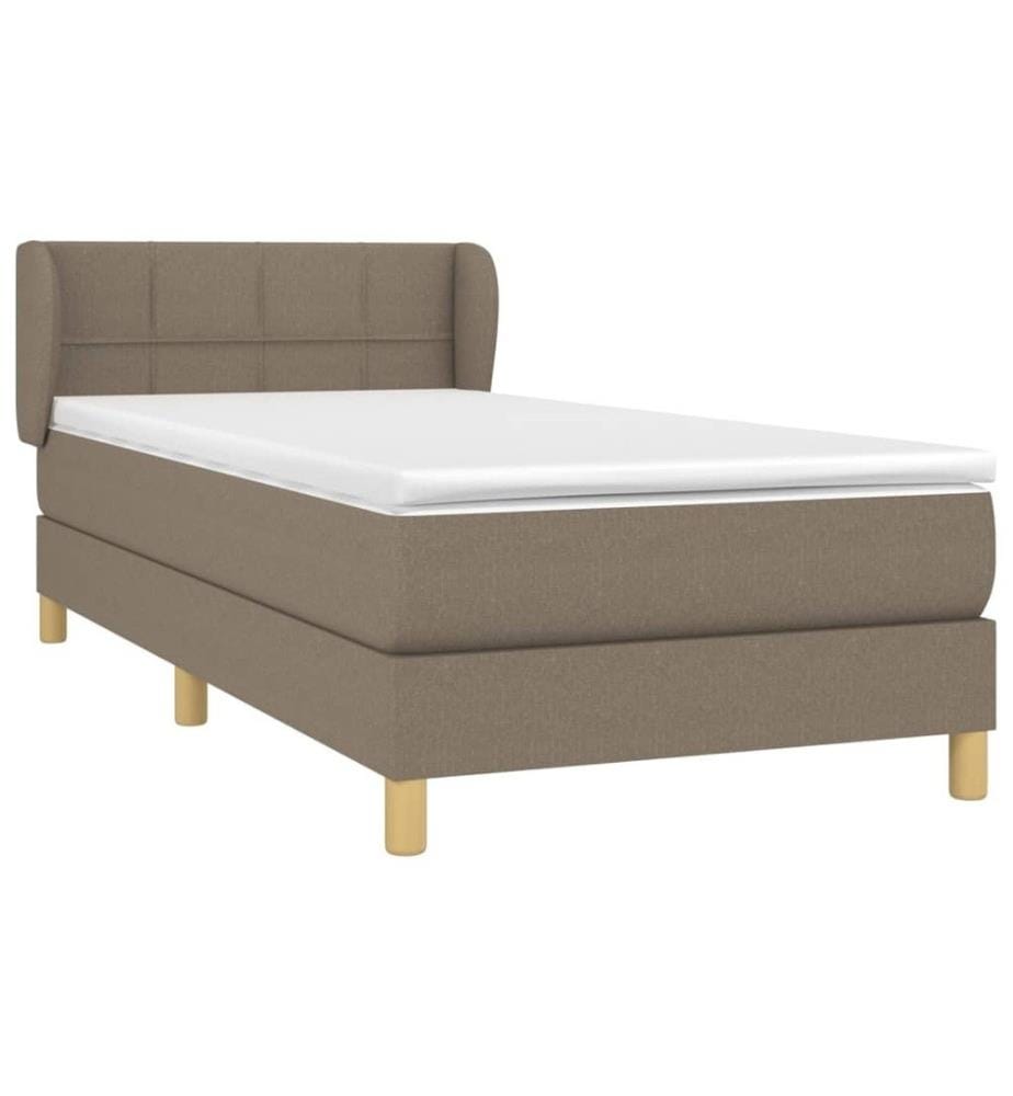 Lit à sommier tapissier avec matelas Taupe 80x200 cm Tissu