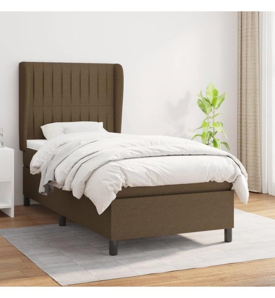 Lit à sommier tapissier avec matelas Marron foncé 90x190 cm