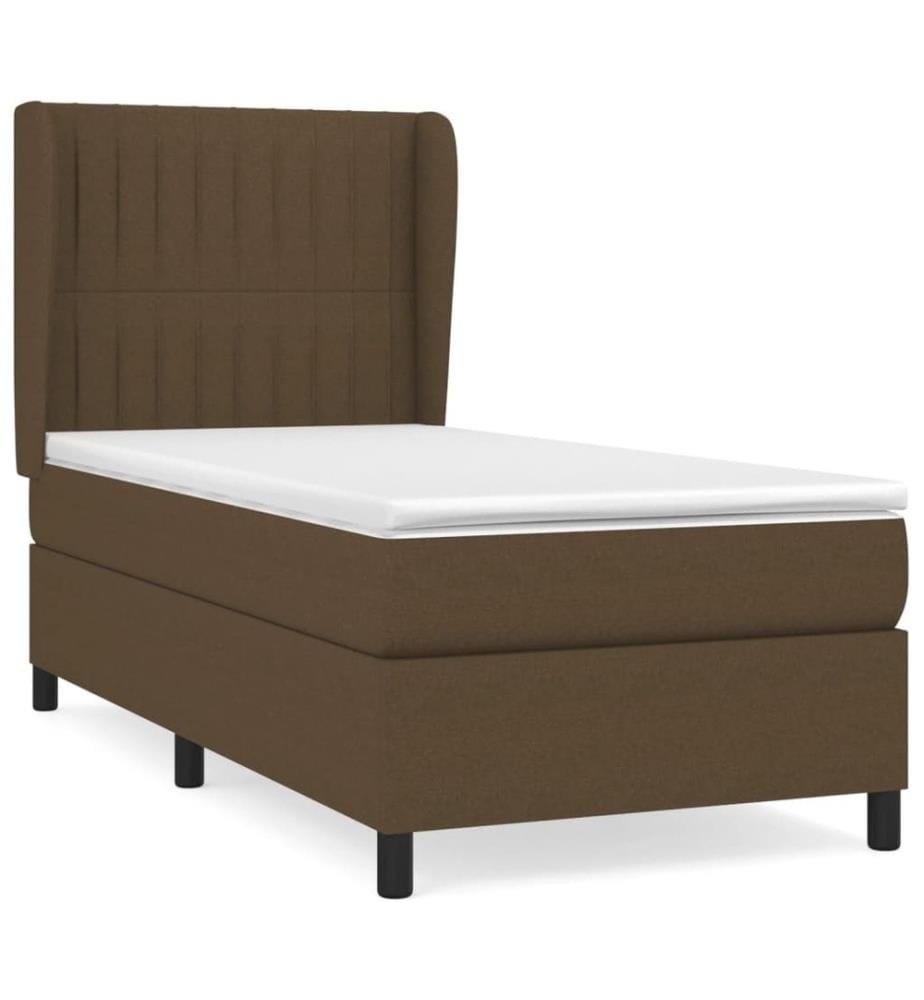 Lit à sommier tapissier avec matelas Marron foncé 90x190 cm