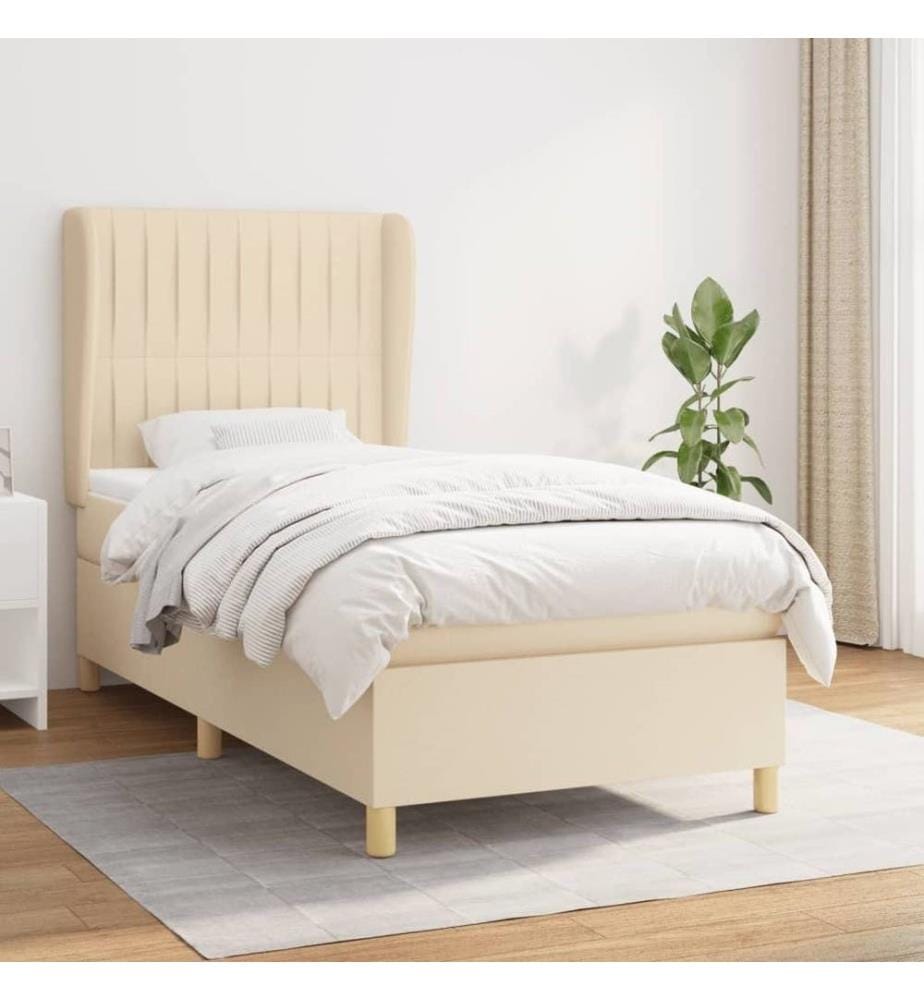 Boxspringbett mit Matratze Creme 80x200 cm Stoff